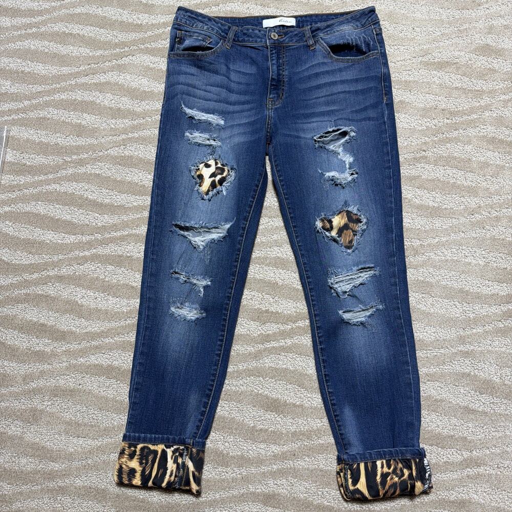 Kancan Jeans Women's Vienna Leopard Skinny Ankle Cut 31709 Size 13/30 - Picture 1 of 8